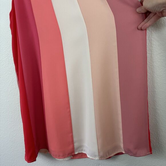 NWT Francesca’s Jun & Ivy Stripe Colorblock Mini Shift Slip Dress Pink Coral S - Picture 11 of 12